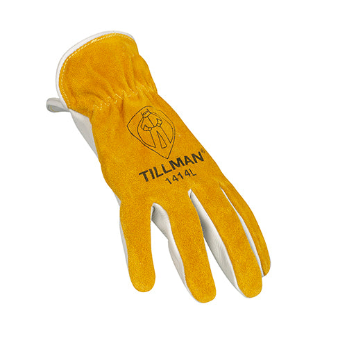 Tillman 1528 Split Cowhide Full Leather Back Cuff Work Gloves, Large, 12  pack