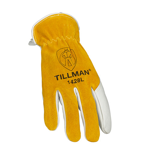 Tillman 1528 Split Cowhide Full Leather Back Cuff Work Gloves, Large, 12  pack