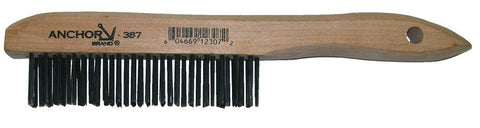 Weldmark Shoe Handle Scratch Brush, 4 x 16 Rows, Carbon Steel Wire WM600416